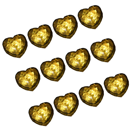 12pcs Glowing Heart Ice Cubes with LED Light for-Yellow