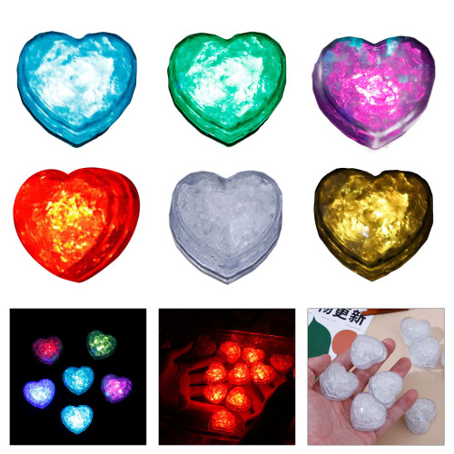 12pcs Glowing Heart Ice Cubes with LED Light for-Yellow 1