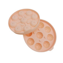 3D Roses Ice Molds with Lid Silicone Ice Cubes Tray-Pink  Peach