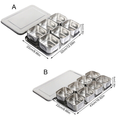 Stainless Steel Spices Container Organizers With-Eight Grids 1
