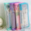 Portable Clear File Bag Zippered Closure Storage Pouches-Purple 4