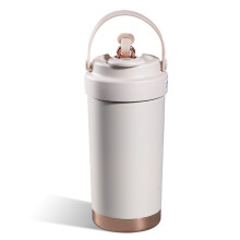500ml Water Cup with Straw Lid Ceramic Inner Layer-Bee white