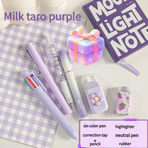 School Stationeries With Multicolored Pen Pencil-Purple 2