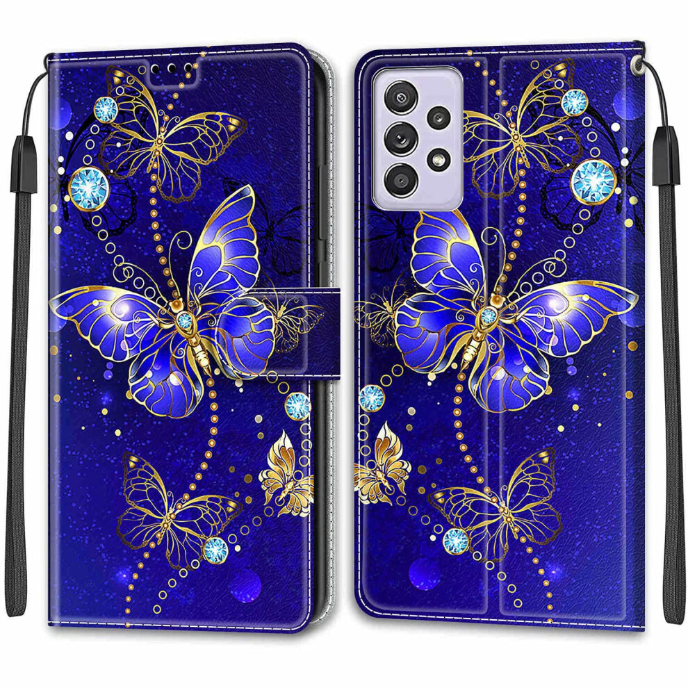 Nadoli Case For Samsung Galaxy A32 5G, Butterfly Leather Wallet Case Blue 9105992274222