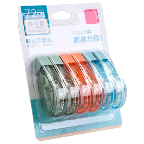 5/6 stuks correctietape roller 5 mm breed sneldrogend wit-72m