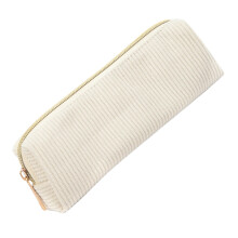Lichtgewicht corduroy etui met ritssluiting, potloodzakjes,-Wit