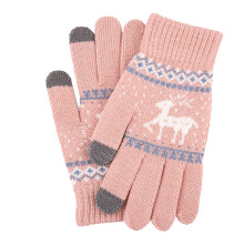 Gloves Gloves Knitted Finger Velvet Christmas Warm and Riding Full Winter Sports Safety Goggles Holder one size pink