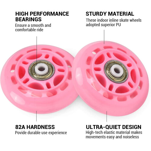 Flash Inline Skate Wheels Mute Switch Wheel 64mm 70mm 82A  Wheel Replacement Pink 1