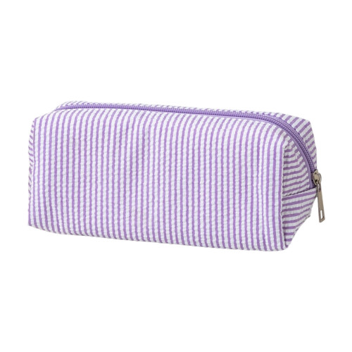 Striped Pencil Case Zippered Polyester Pen-Purple stripes