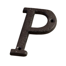 Placa de endereço em ferro fundido estilo retrô com números e letras para decoração de parede externa. Placa de número residencial em ferro