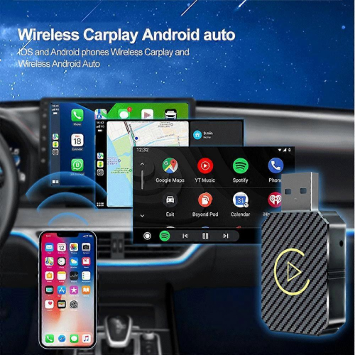 2 In 1 Wireless CarPlay Adapter Android Auto Wireless Adapter Smart Mini Box USB Dongle Plug and Play WiFi Fast Connect 2