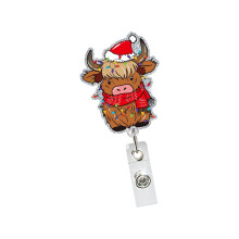 Retractable ABS Badge Holder Christmas Sequins Badges Holder-6