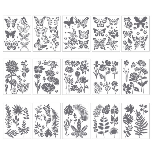 5Pcs Butterfly/Flower PET Stencils Reusable Drawing-Butterfly 1