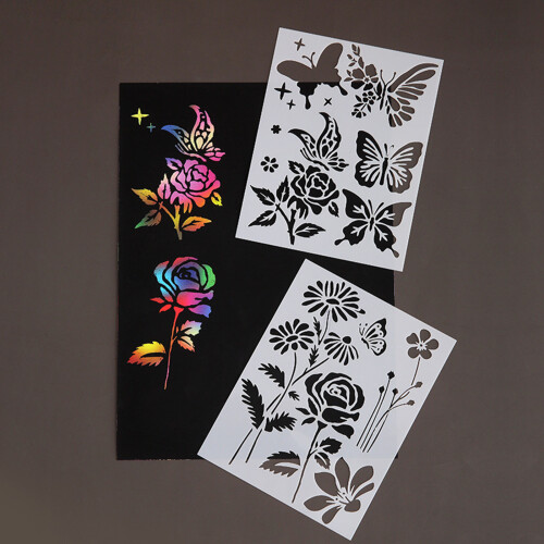 5Pcs Butterfly/Flower PET Stencils Reusable Drawing-Butterfly 2