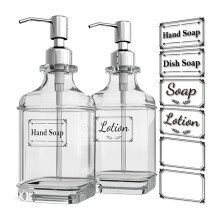 2 Stück Glas-Duschgelspender, 550 ml-550 ml mit Silberst