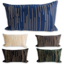Housses de coussin élégantes à broderie géométrique luxueuse, rayures en cuir doré, 45 x 45 cm, en velours doux, lavables en machine.