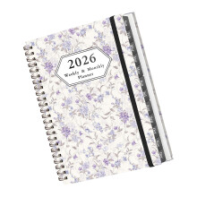 Carnet de notes annuel 2026, planificateur de- du papier fleuri