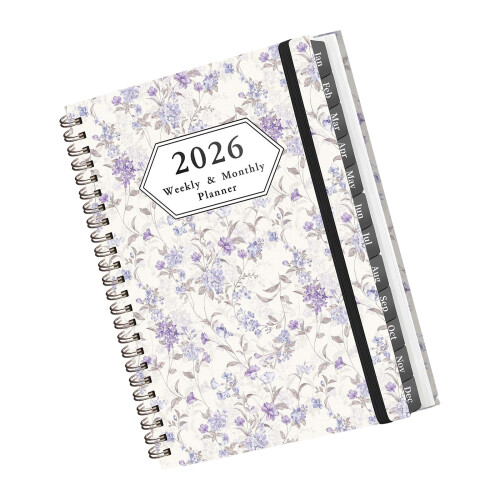 Carnet de notes annuel 2026, planificateur de- du papier fleuri