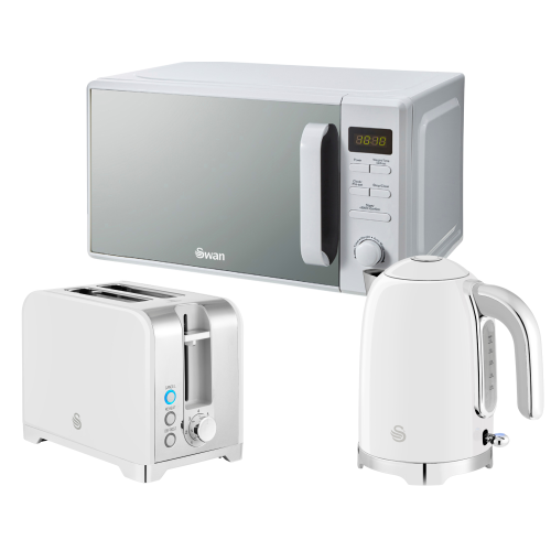 Swan Swan Solace White Kettle 2 Slice Toaster & Digital Microwave Set
