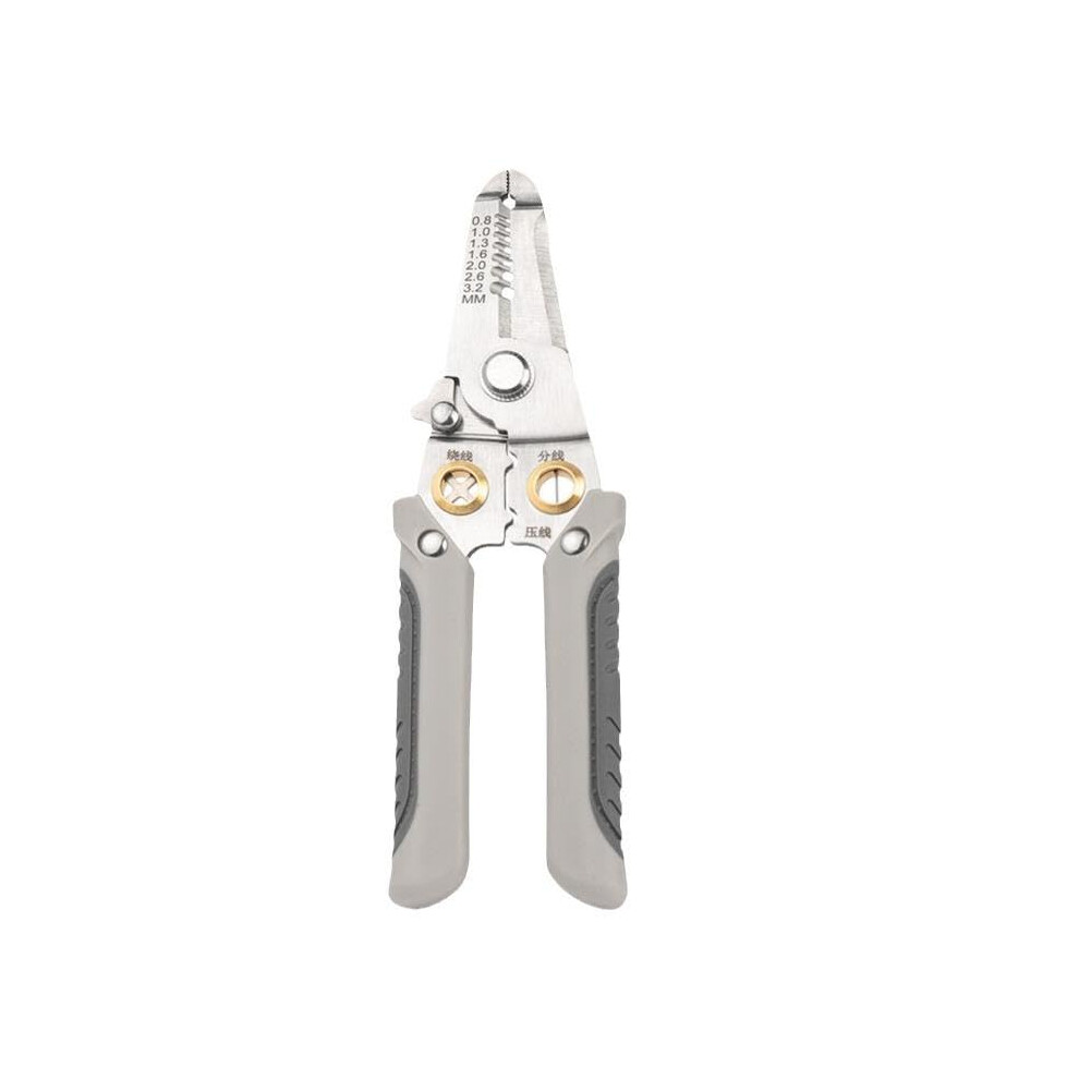 8In1 Wire Stripper Crimper Cutter With Voltage Tester Multitool Electrician Pliers For Awg 186, Wire Twister Electrical Gray 1Pc 9105992306176