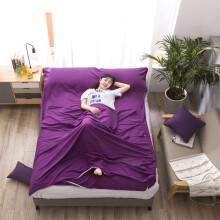 Sleeping Bag Liner 75x210 cm Purple Soft Lightweight Travel Pillow Slot For Hostels And Hiking