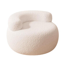 Ottoman Chair Lambsfaux wool Cushion Minimalist White Design For Living Rooms And Bedrooms Suitable For Children And Adults