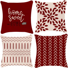 Multipurpose Use Pillow Cases, Vibrant Colors Breathable Linen Fabric for Indoor Outdoor Decor, Home Sweet Home Themes, Set of 4, 18X18 Inches
