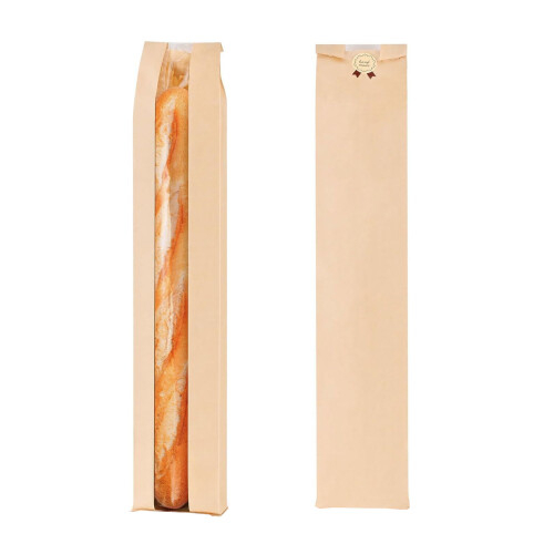 50pcs Paper Bread Bag with Window Yellow Bread Sleeves Improve 1