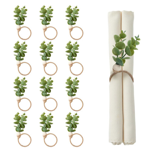 6/12Pcs  Rustics Leaf Napkin Buckle Simple Elegant-6 pack 2