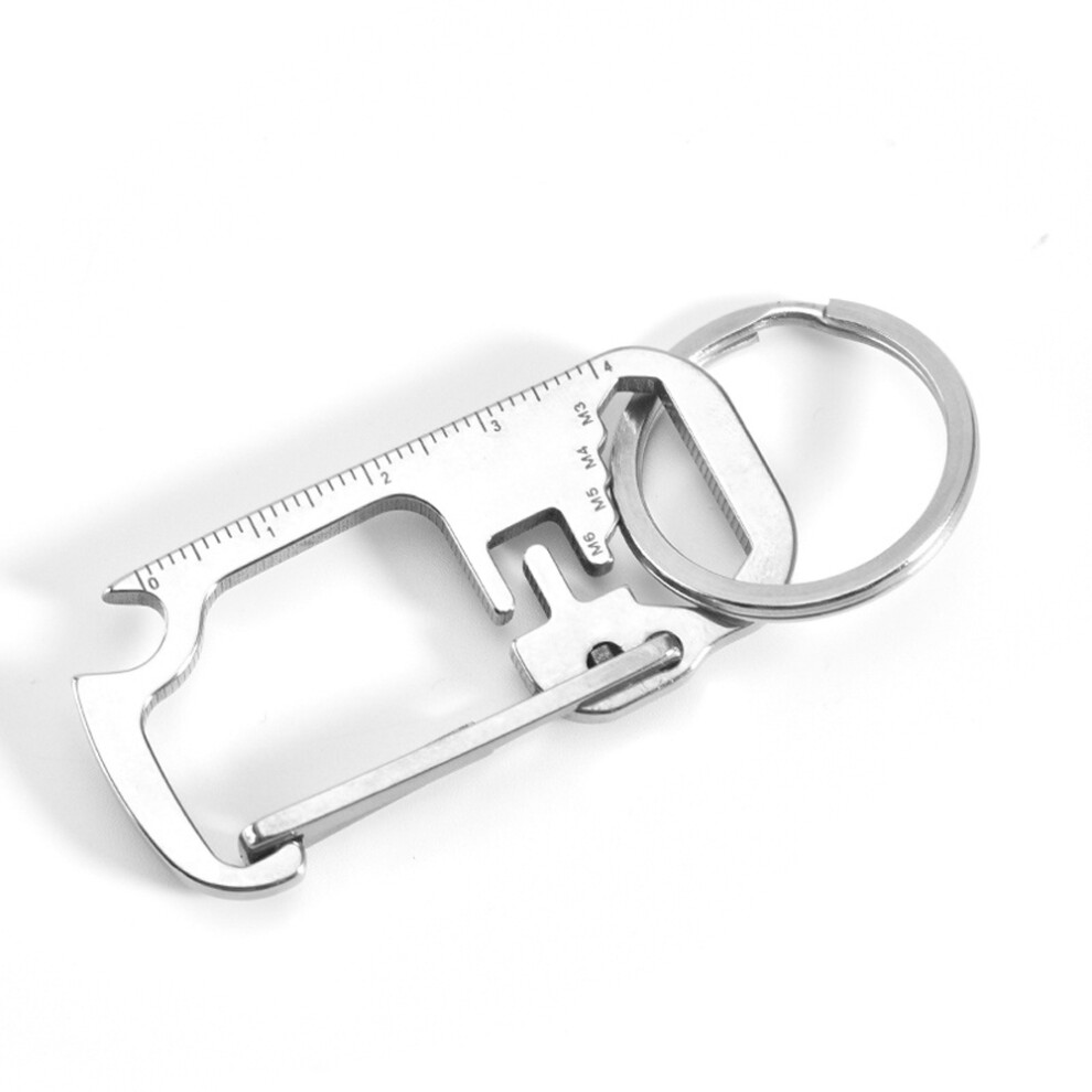 Edc Carabiner Tool, Multifunctional Keychain Stainless Steel Pocket Gadget With Bottle Opener And Screwdriver, Compact Utility Key Ring With Ruler And 9155353809730