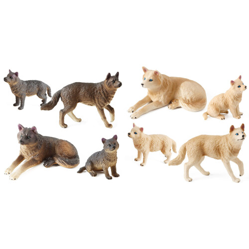 4 stuks realistische wolf modellen beeldjes jungle-Wit 1