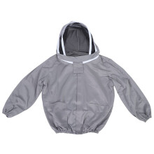 Beekeeping Jacket with Protective Veil Polyester Cotton Gray, Double Zipper Foldable And Portable For Hobbyists