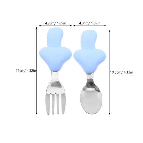1 Set Kleinkindbesteck Mit Silikongriff Gabel 1