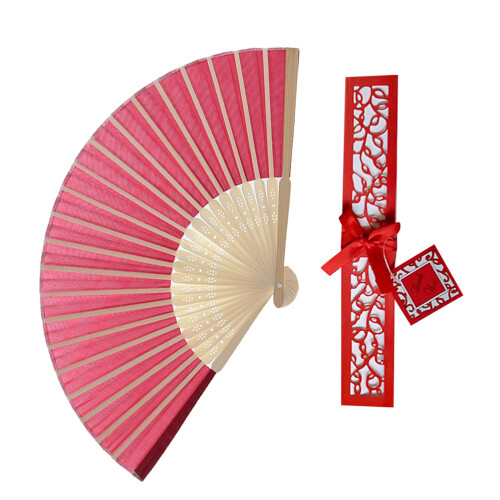 2 Cheongsam Waaier Bamboe Inklapbaar Vouwbaar Rood 2
