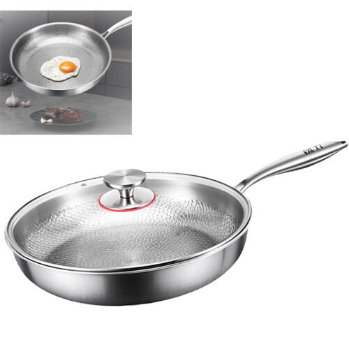 Titanium Hammered Pan Pro with Lid,   Non Stick Even Heating (30cm)