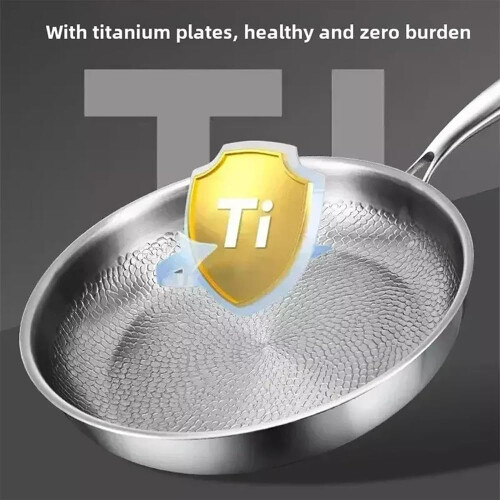 Titanium Hammered Pan Pro with Lid,   Non Stick Even Heating (30cm) 1