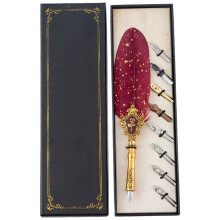 Stylo à plume Antique avec 8 embouts de remplacement-vin rouge