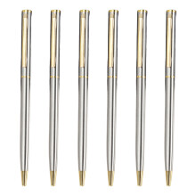 Stylo de signature en métal rechargeable, 6 pièces,-argent or