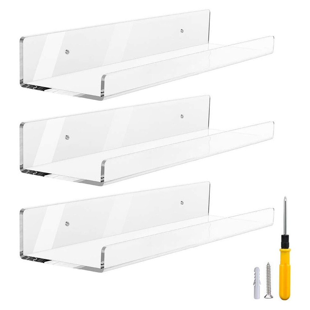 Innovative Grade-A Acrylic Floating Shelves, Clear Acrylic Wall Mounted Modern Crystal Display For Any Space (Set Of 3) 9061222222909