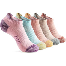 Ankle Socks Womens Running Athletic No Show Socks Cushioned 5-Pairs/Color: 5 colors combination2/Size:6-8
