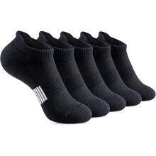 Ankle Socks Womens Running Athletic No Show Socks Cushioned 5-pairs Black/Size:8-10