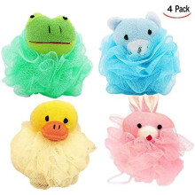 Bath Sponges Exfoliating Bath Sponges, Pack of 4 Animal Bath Sponges Bath Accessories for Kids