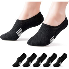Womens No Show Socks Athletic Ankle Socks Cushioned Running Low Cut 5 Pairs/Size:5-8/Color: Black