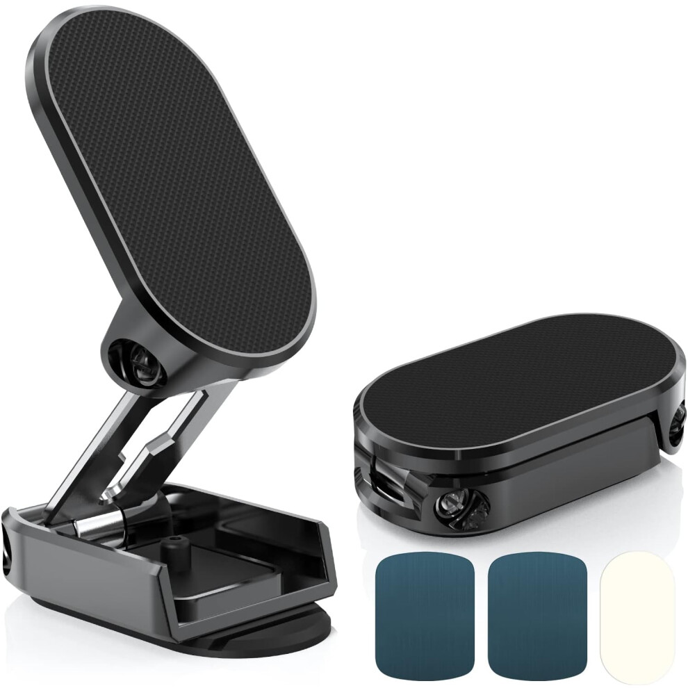 Magnetic Car Phone Holder, 720 Rotation Foldable Car Phone Holder, Portable Alloy Magnetic Phone Holder For All Smartphones (Black) Black 7770197360869