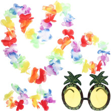 1Set Luau Party Decoratie Met Hawaiian Bloemenkrans En Ananas Bril