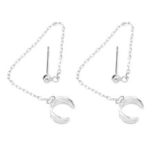 1Paar Silber Ohrklemme Mit Hängender Kette Damen