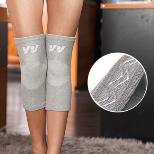 Knee Steun Elastische Compressie Sleeve Voor M Grijs 1
