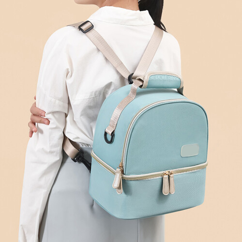 Breastmilk Cooler Bag Double Layer , Nursing Mother Breast Pump Bag Backpack Double-Layer Back Thickened-Blue 2