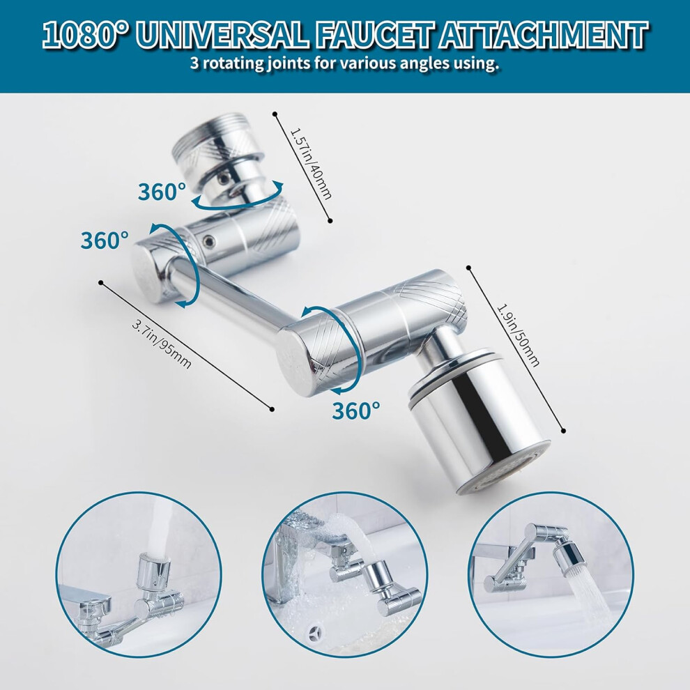 Faucet Extender, 1080 Swivel Faucet Extender 2 Mode Sprayer Bathroom Faucet Head Kitchen Sink Splash Guard Filter Faucet 7770197367028