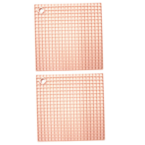 2Pcs Silicone Coasters Pink Grid Design Heat Insulation Home Placemats 2